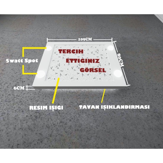 Kuşlar Gergi Avize L Hazır Gergi Tavan 109x80 CM Hayal Penceresi