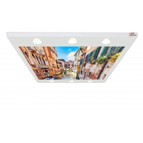 Evler ve Nehir Gergi Avize 140x100 Hayal Penceresi Hazır Gergi Tavan Evler ve Nehir Gergi Avize 140x100 Hayal Penceresi Hazır Gergi Tavan